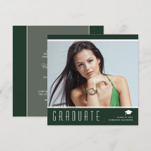 Anuncio Elegante y moderno Graduado Elegante Foto Verde Bl