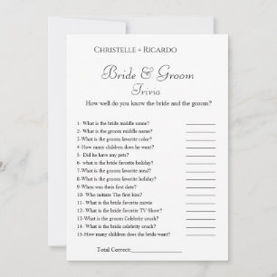 Anuncio Elegnat bride & groom trivia juego de ducha de nov