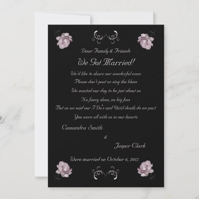 Anuncio Elopement 2 Rosas de color rosa (Anverso)