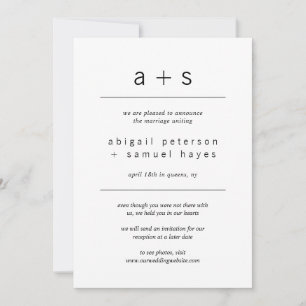 Anuncio Elopement, Boda fotográfico de monograma minimalis
