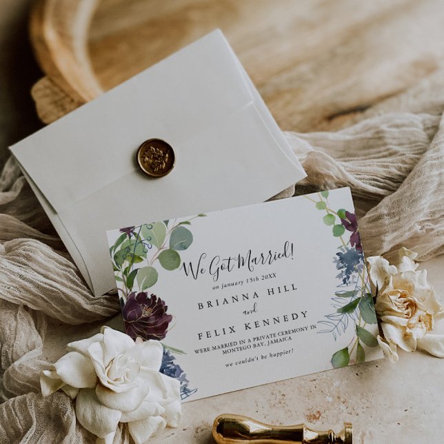 Anuncio Elopement Burgundy Floral Greenery (Subido por el creador)