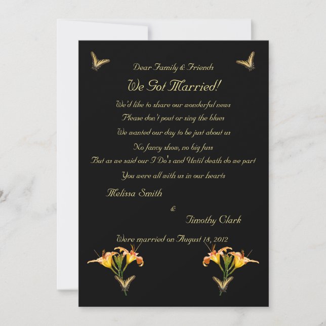 Anuncio Elopement Lilies and Butterflies 2 (Anverso)
