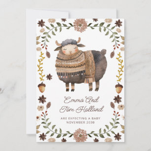 Anuncio Embarazo de Oveja de Acuarela Cuta