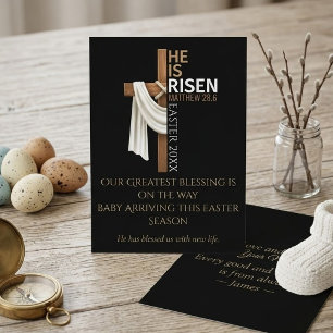 Anuncio Embarazo de Pascua personalizado Él ha resucitado