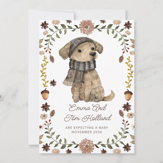 Anuncio Embarazo de perros con acuarela suave (Anverso)