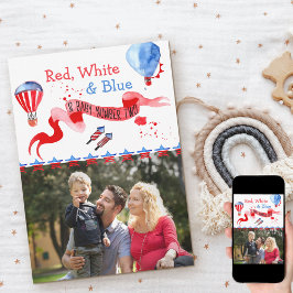 Anuncio Embarazo fotográfico rojo y azul número dos del be