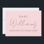 Anuncio Embarazo Minimalista rosa Pastel moderno<br><div class="desc">Tarjeta minimalista moderna rosa pastel personalizada de invitación de embarazo. Que sus amigos y familiares sepan que esperan con este elegante diseño mínimo.</div>