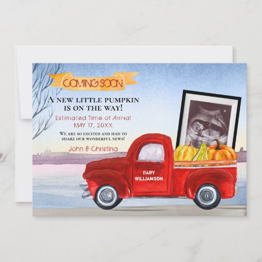 Anuncio Embarazo Por Ultrasonido En Un Camion Rojo Bebe Zazzle Es