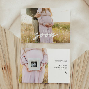 Anuncio Embarazo "Próximamente" moderno de dos fotos de be