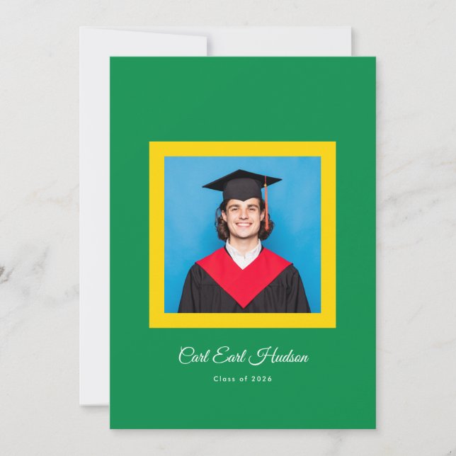 Anuncio Emerald Green Yellow White High School Photo Grad (Anverso)