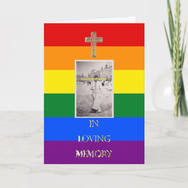 Anuncio En memoria amorosa Religiosa Cruz Dorada Foto LGBT (Anverso)