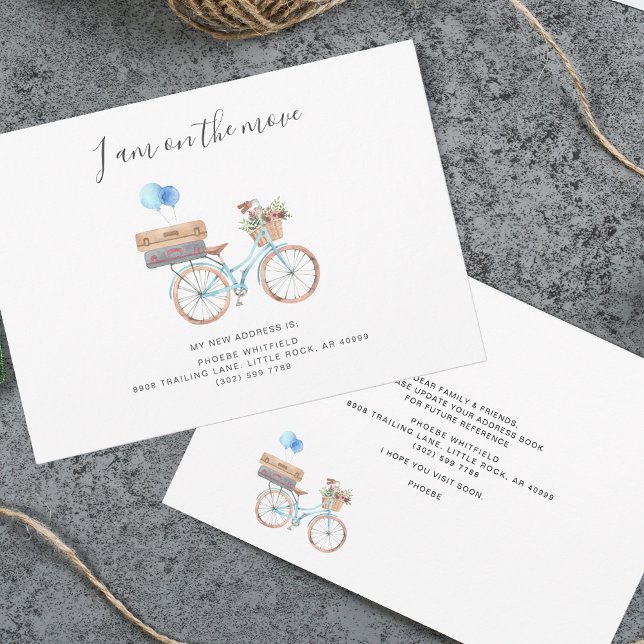 Anuncio En Movimiento Nueva Dirección Movimiento Bicicleta (Change of Address Boho Bike Moving Announcement)