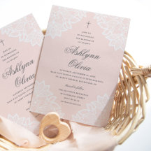 Encaje Vintage Rosa Religioso Bautizo y Cristianda