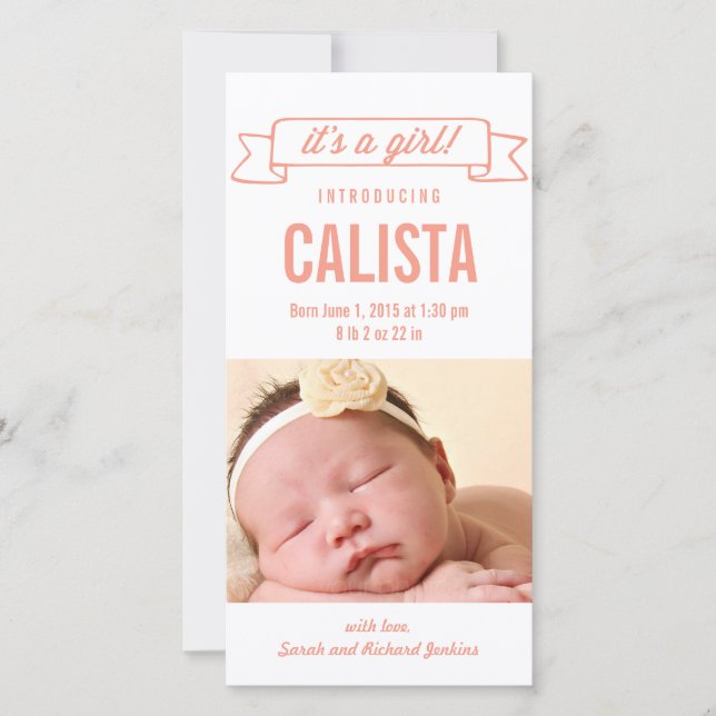 Anuncio Encantador cartel: Nacimiento de bebé niña (Anverso)