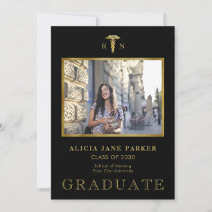 Anuncio Enfermería escuela graduación foto oro negro