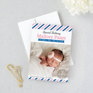 Anuncio Entrega Especial Rosa Azul Airmail Niña