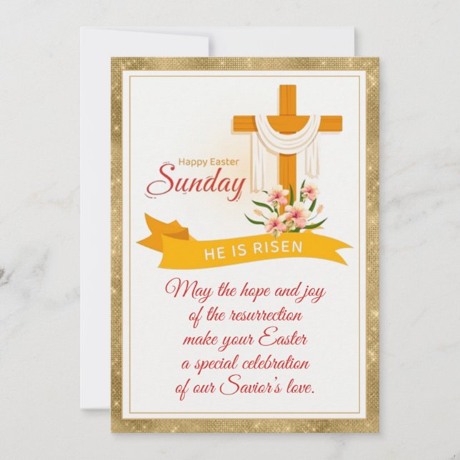 Anuncio Es Cruz De Pascua Elevada, Flores, Elegante Pascua (Anverso)