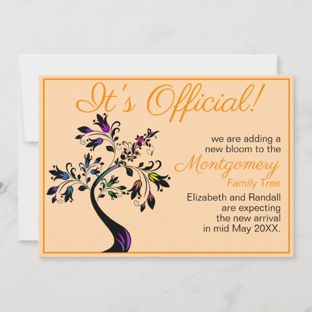 Anuncio Es oficial, esperamos que el bebé de un árbol flor (Anverso)