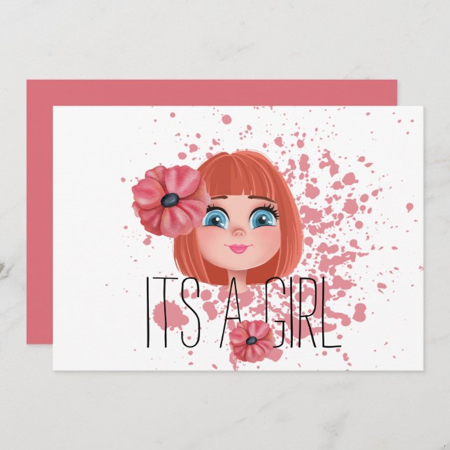 Anuncio Es un chica, una flor rosa, una niña, un nacimient (Anverso / Reverso)