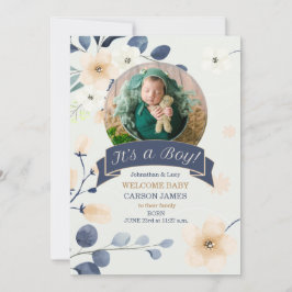 Anuncio Es un niño nacido con flores azules y amarillas