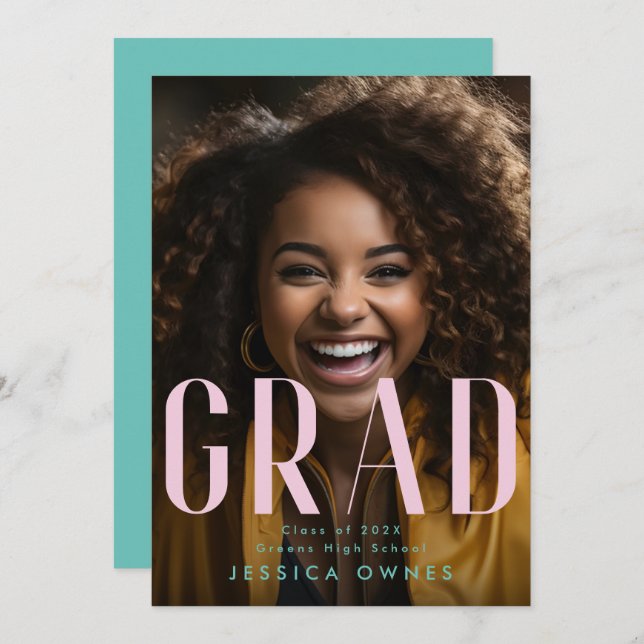 Anuncio Escuela Secundaria Verde Pastel Mar Rosa Clase 202 (Anverso / Reverso)