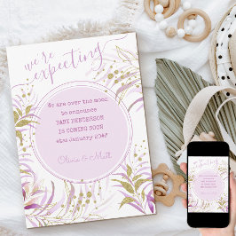 Anuncio Esperaban un embarazo de oliage rosa y dorado