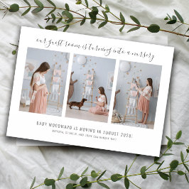 Anuncio Esperando 3 Collages de fotos Embarazo Rosa