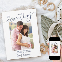 Anuncio Esperando un embarazo rosado con guion elegante fo