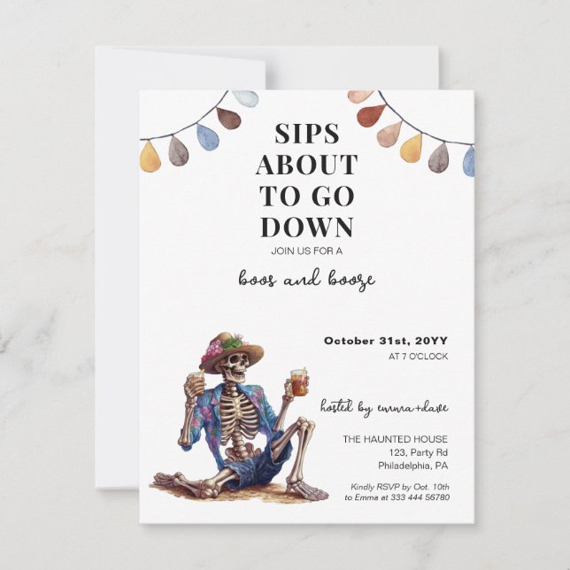 Anuncio Esqueleto de Fiesta adulto de Halloween Boos y Boo (Anverso)