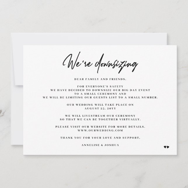 Anuncio Estaban reduciendo el tamaño de un boda pequeño y  (Anverso)