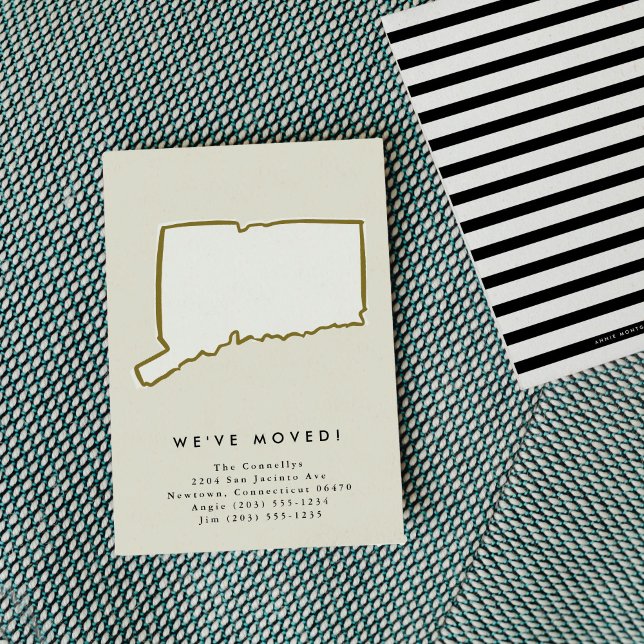 Anuncio Estado de Connecticut Hemos movido a mano (Connecticut State We've Moved Hand-Drawn Moving Announcement)