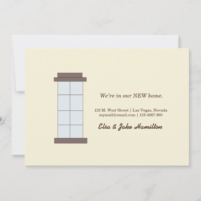 Anuncio Estamos en nuestra NUEVA casa. (Anverso)