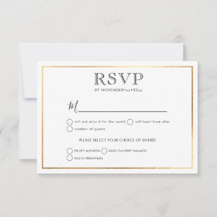 Anuncio Estilo RSVP de boda clásica Marco dorado