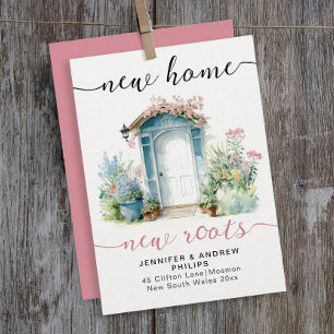 Anuncio Estiloso Nuevo Hogar Raíces De Calligrafía Rosa