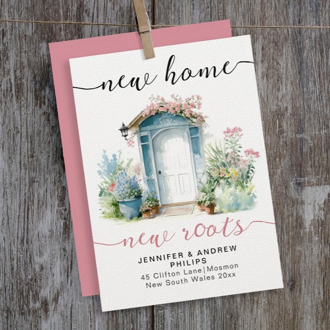 Anuncio Estiloso Nuevo Hogar Raíces De Calligrafía Rosa (Subido por el creador)