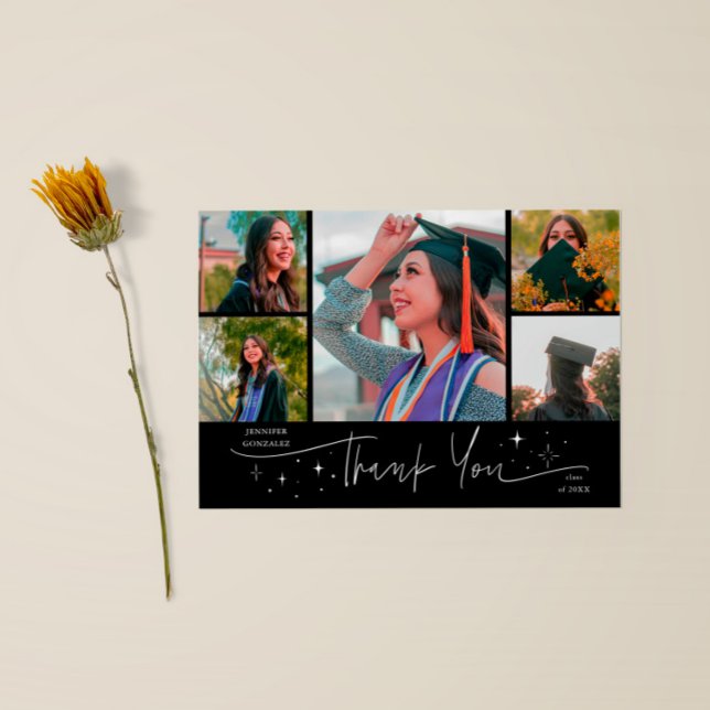 Anuncio Estrellas Brillantes Graduado Negro Agradecimiento (Subido por el creador)