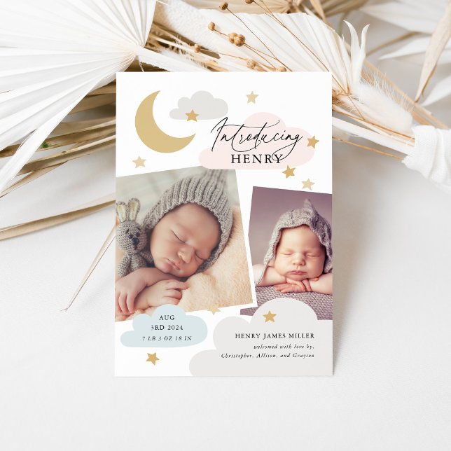 Anuncio Estrellas de la Luna Nubes Collage Foto Nacimiento (Subido por el creador)