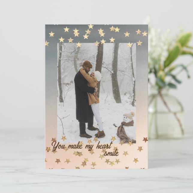 Anuncio Estrellas doradas modernas foto de Holiday Card (Anverso de pie)