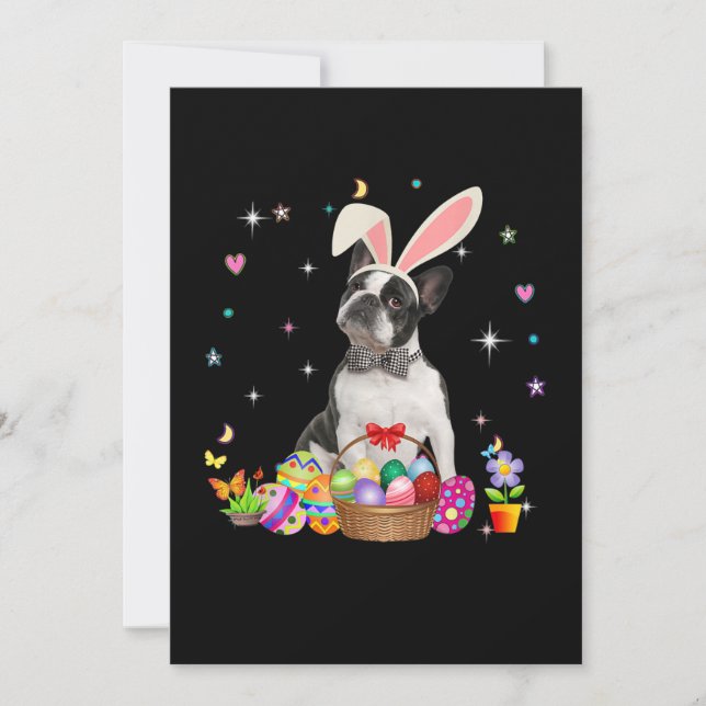 Anuncio Estupendo Boston Terrier Día de Pascua Bunny Eggys (Anverso)