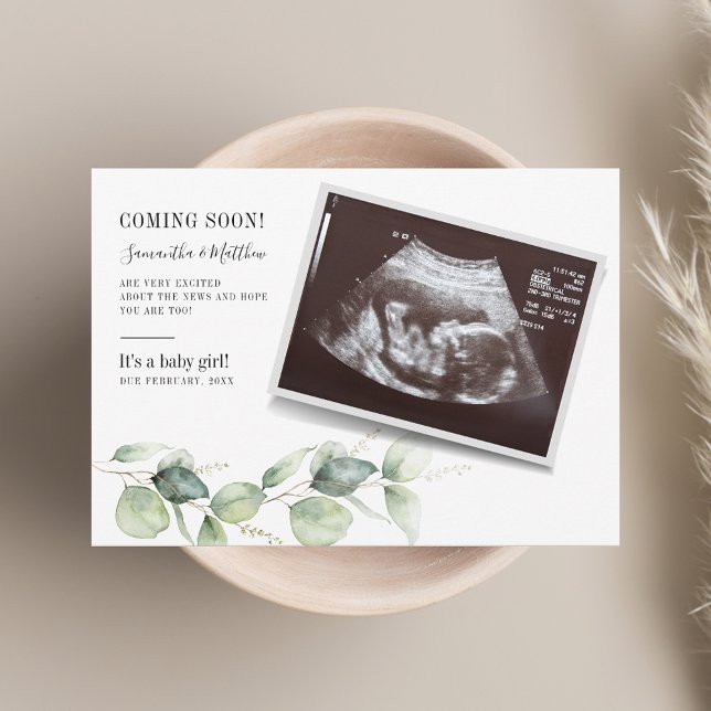 Anuncio Eucalyptus Embarazo Bebé Sonograma Revelación (Eucalyptus Pregnancy Baby Reveal Sonogram Announcement)