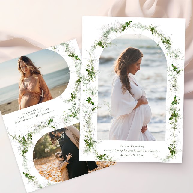 Anuncio eucalyptus green elegant arch photo baby pregnancy (Subido por el creador)