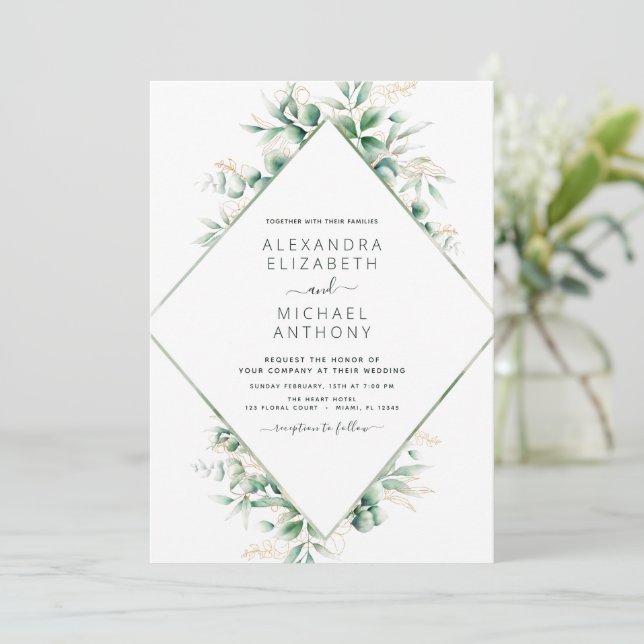 Anuncio Eucalyptus Greenery Elegante Boda (Anverso de pie)