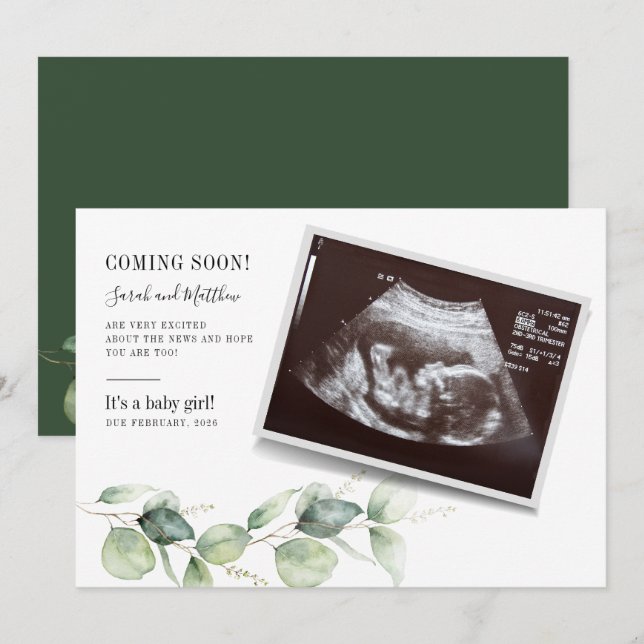 Anuncio Eucalyptus Sonograma Bebé Revelar Embarazo (Anverso / Reverso)