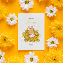 Faire-part naissance lapin fleur