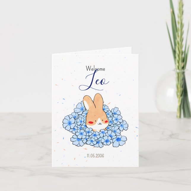 Anuncio Faire-part naissance lapin photo Florals (Anverso)