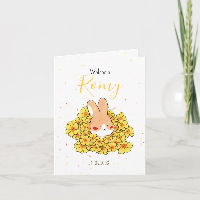 Anuncio Faire-part naissance lapin photo Florals (Anverso)