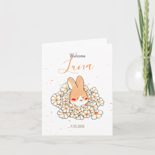 Anuncio Faire-part naissance lapin photo Florals (Anverso)