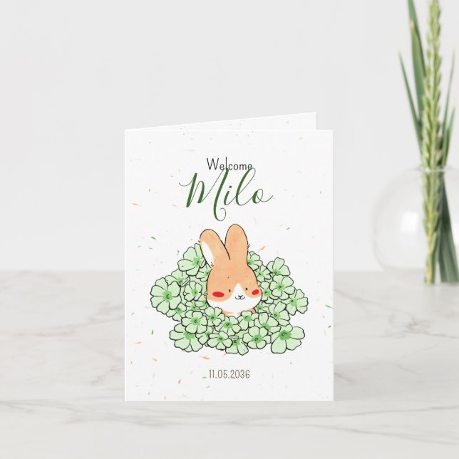 Anuncio Faire-part naissance lapin photo Florals (Anverso)