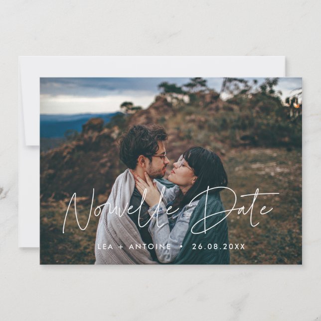 Anuncio Faire-part Nouvelle date Mariage reporté (Anverso)