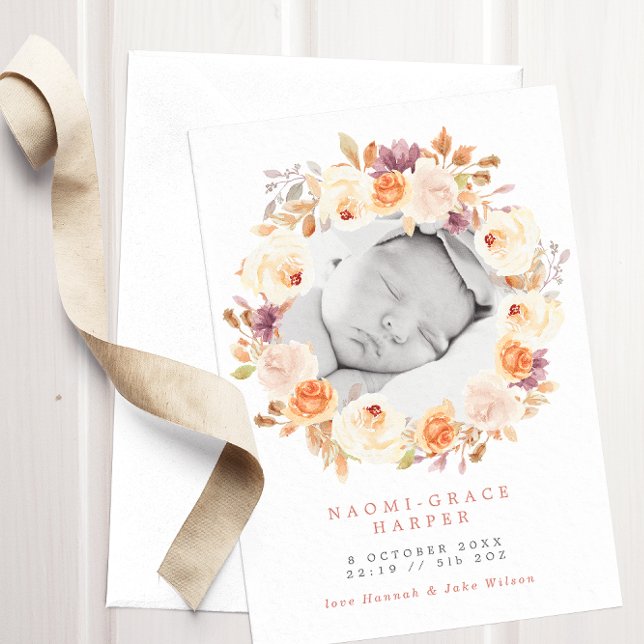 Anuncio Fall Floral Wreath Terracotta & Purple Photo Birt (Subido por el creador)